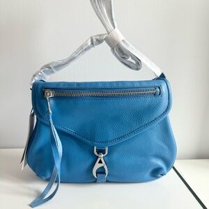 Aimee Kestenberg A-Team Leather Messenger 100% Leather Bag Blue Crossbody Bag